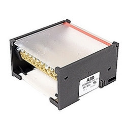 TE Connectivity 017953422 | Gray four pole distribution blocks 65 amp UL rated current with rail or base mount that accepts UL 6 AWG wire