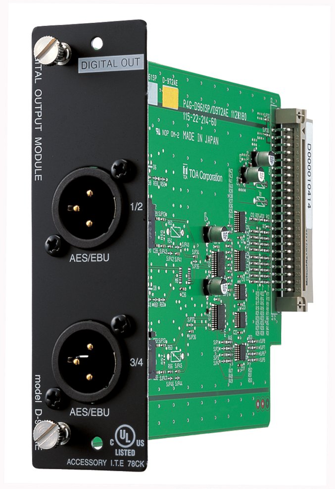 TOA Electronics D-972AE | 4-Channel Line Output Module for D-901 and DP-K1 w/ AES/EBU