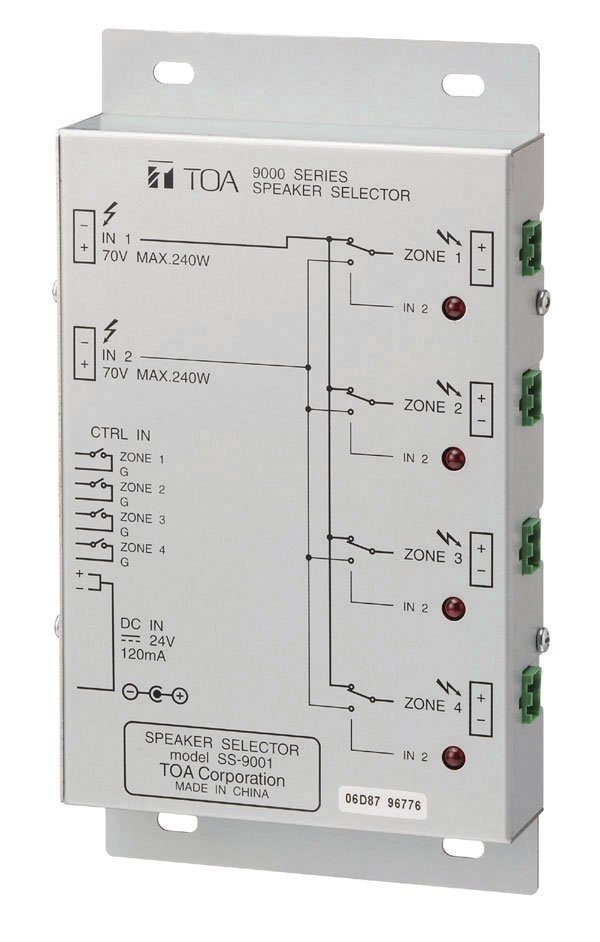 TOA Electronics SS-9001PS | 4 Zone Speaker Selector for 9000M2 Series with Power Supply