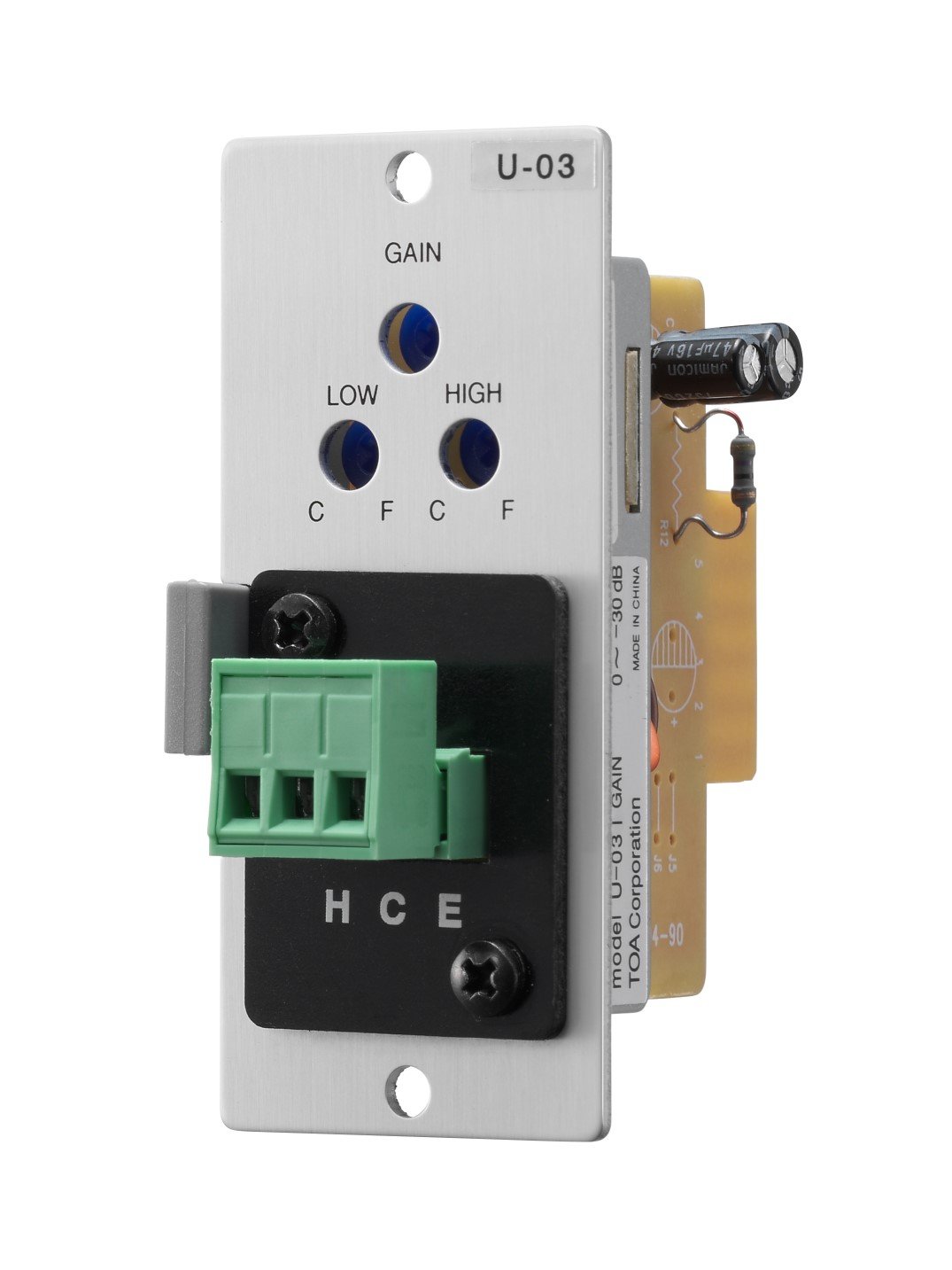 TOA Electronics U-03S | Unbalanced Line Input Module with High / Low-Cut Filters, Removable Terminal Block