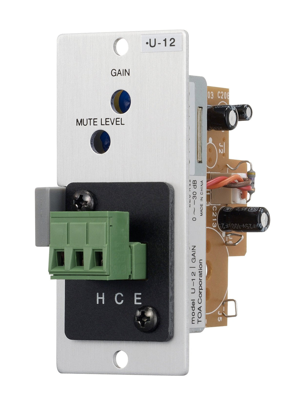 TOA Electronics U-12S T | Unbalanced Line Input Module with Variable Mute-Receive Depth, Removable Terminal Block