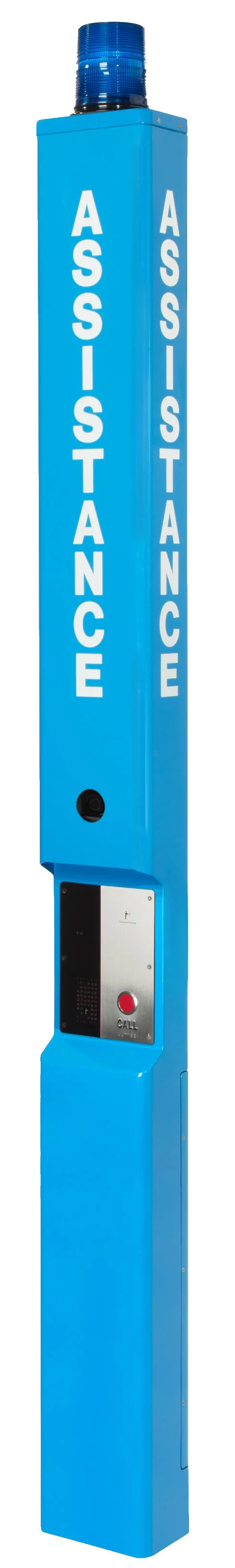 Talk-A-Phone ETP-MTE-OP2-WP | Eco Tower Aluminum Blue Light Phone Tower, Fixed Camera Ready