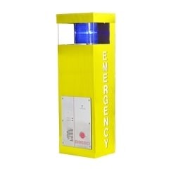 Talk-A-Phone ETP-WM/E-YELLOW | Painted Yellow Stainless Steel Economy Wall Mounted Phone Station with Integrated Blue Light/Strobe