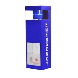 Talk-A-Phone ETP-WM/E-RED | Painted Red Stainless Steel Economy Wall Mounted Phone Station with Integrated Blue Light/Strobe