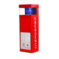 Talk-A-Phone ETP-WM/E24-RED | Painted Red Stainless Steel Economy Wall Mounted Phone Station with Integrated Blue Light/Strobe