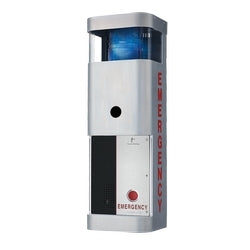 Talk-A-Phone ETP-WM-OP2 | Brushed Stainless Steel Wall Mounted Phone Station with Integrated Blue Light/Strobe and Faceplate Light for Use with Fixed CCTV