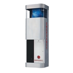 Talk-A-Phone ETP-WM24 | Brushed Stainless Steel Wall Mounted Phone Station with Integrated Blue Light/Strobe and Faceplate Light, 12-24VDC/24VAC