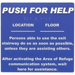 Talkaphone ETP-SIGN-PFH | Polycarbonate, Self-Adhesive Push For Help Sign