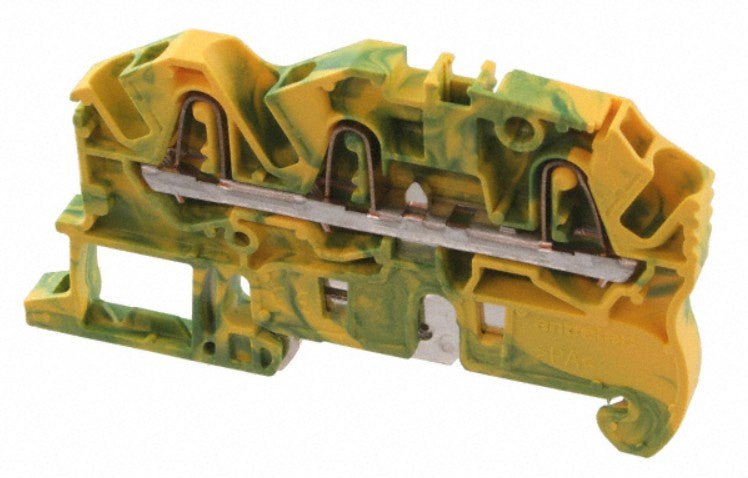TE Connectivity 1SNK705151R0000 | GROUND TERM BLOCK 3 POLE SPRING 5.2MM SPACING 26-12 AWGGREEN ZK2.5-PE-3P