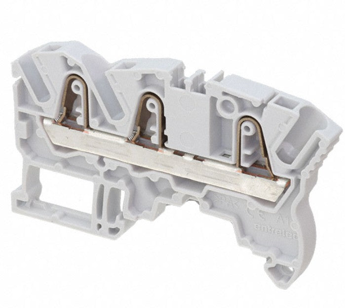 TE Connectivity 1SNK706011R0000 | ZK4-3P PI-Spring clamp Terminal Block - Feed-through - Grey - 4 mm2 - 6 mm 0.236 in spacing - Flat marking area