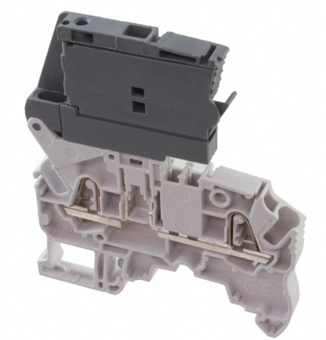 TE Connectivity 1SNK706411R0000 | FUSE TERM BLOCK W IND 24-110V SPRING 6MM SPACING 26-12 AWG GREY ZK2.5-SF-R1