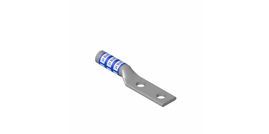 Thomas & Betts 54876BE | Compression Lug, Blind End Barrel, 2-Hole, 500 kcmil Conductor, Wrought Copper, Brown Color Code