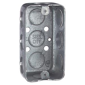 Thomas & Betts 58351 1/2 CN | Utility Box, 2-1/8 in. Wd, 4 in. Ht, 1-1/2 in. Dp, 10.3 cu. in., 1 Gang, Steel, Silver, Surface-mount Mount