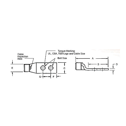 Thomas & Betts 256-30695-252 | 2-Hole Standard Barrel Lug With Peep Hole