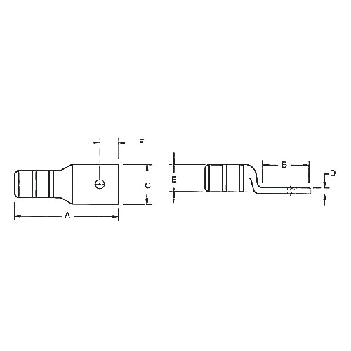 Thomas & Betts 54905BEPH | Copper One-hole Lug, Long Barrel, Peep Hole, Max 35kv, Wire Size 6 AWG, Tin Plated, Die Color Code Blue