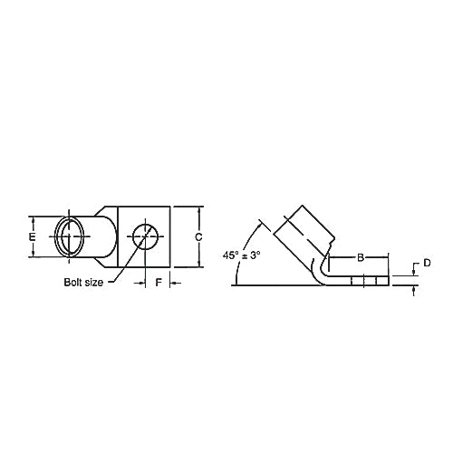 Thomas & Betts 54163UF | Lug, One-Hole-Copper, 45 Degree Bend