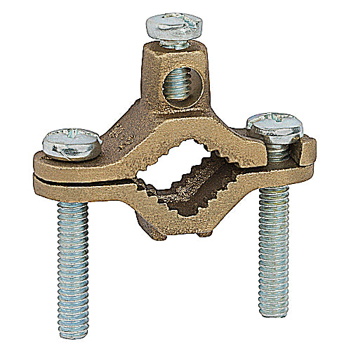 Thomas & Betts J | Cast Bronze Ground Clamp for Wire Range 10 Sol. - 2 Str., Water Pipe Size 1/2 - 1, H 2-3/4", W 2-11/32"