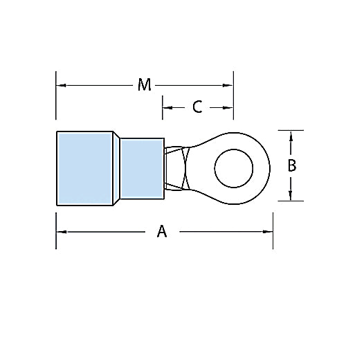 Thomas & Betts 14RBC-8 | Ring Terminal, Vinyl Insulated, 1.13 in. Length