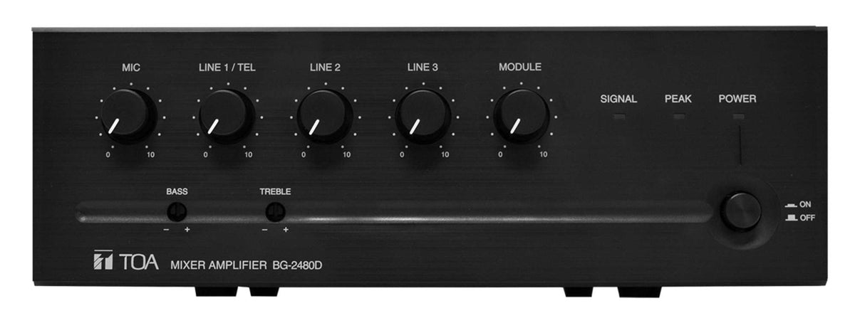 Toa Electronics BG-2480D | Mixer Amplifier, 120 Volt Ac 60 Hertz, 480 Watt Output, 50 To 20 Kilohertz, 60 DB Signal To Noise Ratio, Black
