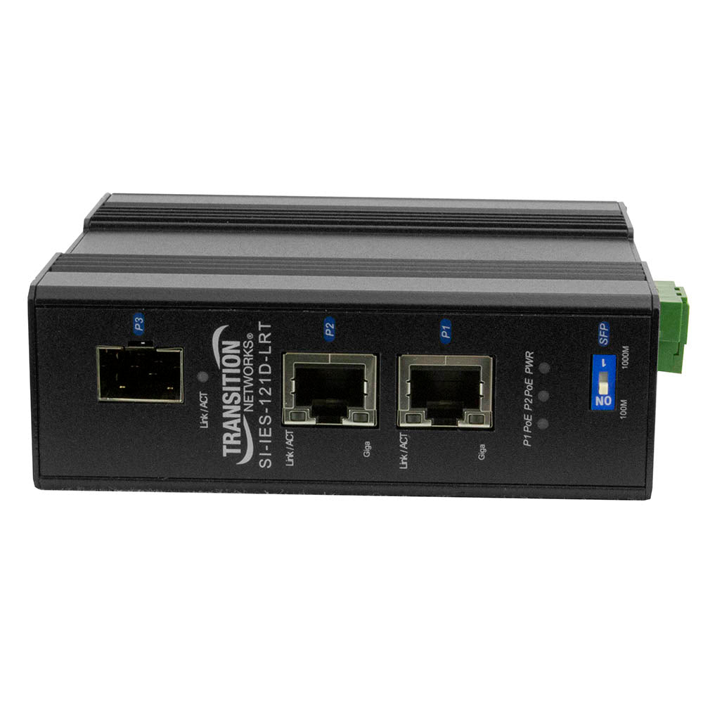 Lantronix SI-IES-121D-LRT | Unmanaged Hardened PoE+ Injector/Converter