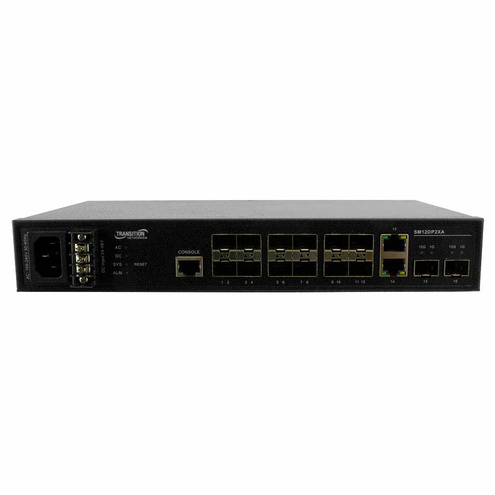 Lantronix SM12DP2XA-BR | Managed Fiber Switch, 12-port 100/1000 Sfp, 2-port 1g/10g Sfp+ And 2 10/100/1000base-t