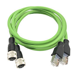 Trend Networks R151058 | RJ45 to M12 D-Coded Ethernet Adapter Cables, 1 Meter (Set of 2)