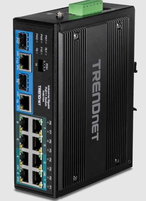 Trendnet TI-BG104 | 10 Port Industrial Gigabit PoE++ DIN-Rail Switch
