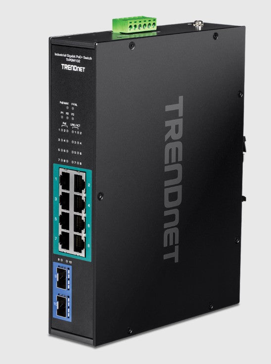 Trendnet TI-PGM102 | 10 Port Industrial Gigabit PoE+ DIN-Rail Switch