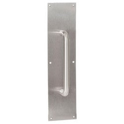 Trimco 1017-2 605 | Pull Plate, Heavy Duty, Round, 3/4" Diameter, 3-1/2" Width x 15" Height, 6" Center to Center, Polished Brass