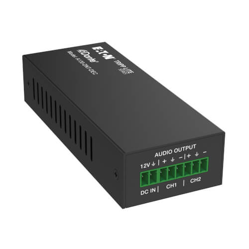 Tripp-Lite A130-DNT-DEC | Series Dante 2-Channel Analog Audio Decoder with PoE, 100 meters (328 ft), PCM 2.0 44.1kHz/48kHz/96kHz up to 24 Bit, TAA