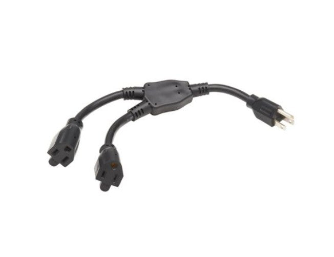 Tripp-Lite P024-001-2 | Extension Cord Y Splitter, NEMA 5-15P to 2x NEMA 5-15R - Heavy Duty, 15A, 120V, 14 AWG, 1 ft. (0.3 m), Black