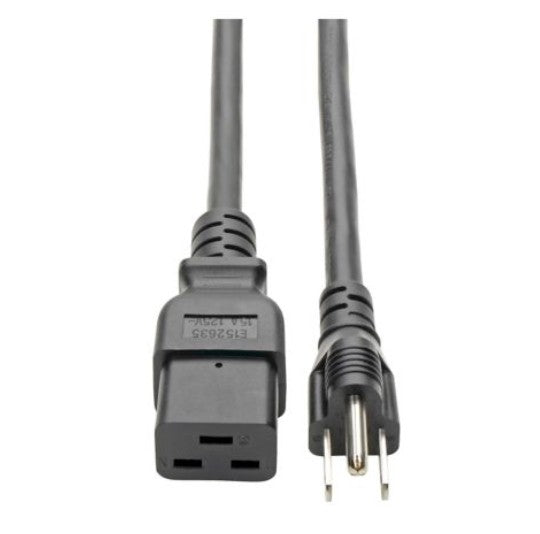 Tripp-Lite P034-008 | Computer Power Cord, C19 to NEMA 5-15P - Heavy-Duty, 15A, 125V, 14 AWG, 8 ft. (2.43 m), Black