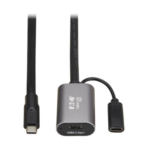 Tripp-Lite U330-10M-C2C-C | USB 3.2 Gen 1 Active Extension Cable with USB-C Charging - USB-C to USB-C (M/F), 5 Gbps, Data Only, 10 m (32.8 ft.)