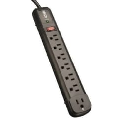 Tripp Lite TLP74RB | Protect It! 7-Outlet Surge Protector, 6 Right-Angle Outlets, 4 Ft. Cord, 1080 Joules, Diagnostic Led, Black Housing