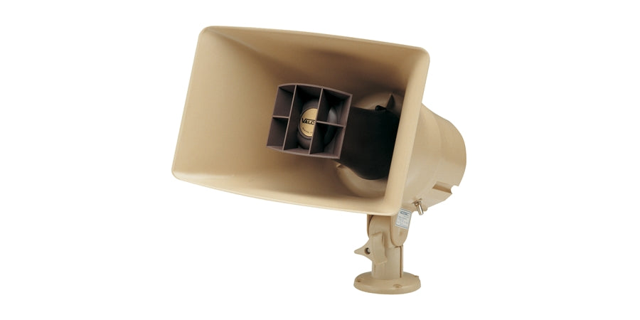 Valcom V-1038 | High Efficiency One Way Horn, 600 Ohm, 30 W, Indoor, Outdoor, Wall/Electrical Box Mount, Beige