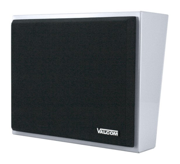 Valcom V-1052C | Angled Wall Speaker, Indoor, Analog, One Way Paging, Angled Speaker, Gray/Black, Steel