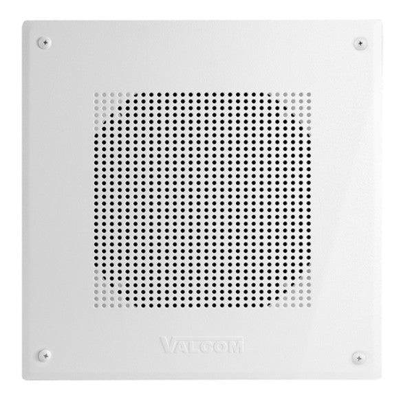 Valcom V-1961 | Square Wall or Ceiling Speaker, Square Hole Pattern, Talkback