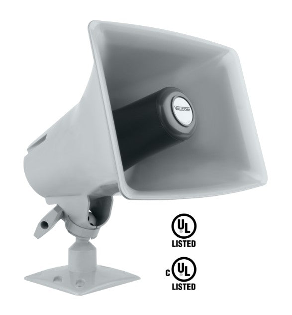 Valcom VIP-130AL-GY-IC | IP High-Efficiency Horn, with Long Line Extender, One-Way, InformaCast, Gray