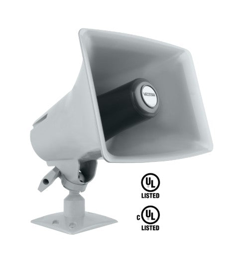 Valcom VIP-148AL-GY-SA | IP High-Efficiency Horn, with Long Line Extender, Talkback, Intrado OneAlert, Gray