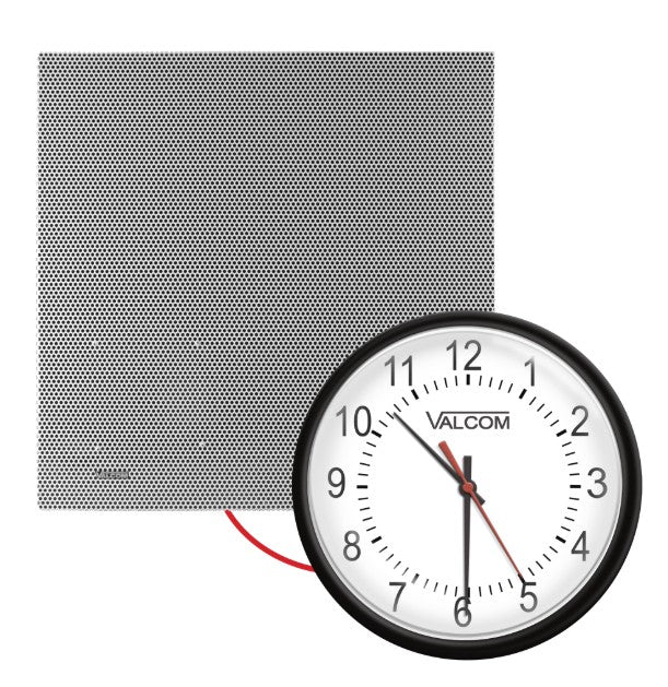 Valcom VIP-4122-A12-IC | IP 2' x 2' Lay-In Ceiling Speaker + Analog Clock Kit, Includes 50 Foot Cable