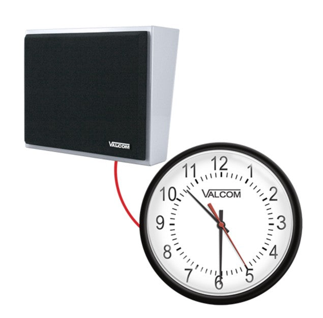 Valcom VIP-4171-A12-IC | IP Metal Wall Speaker + 12-Inch Analog Clock Kit, Includes 50 Foot Cable, InformaCast