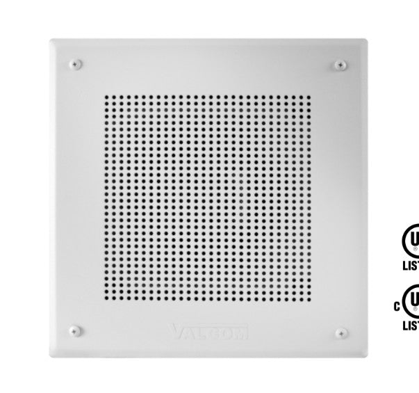 Valcom VIP-428A-IC | IP Square Wall or Ceiling Speaker, Square Hole Pattern, One-Way/ Talkback Programmable, InformaCast