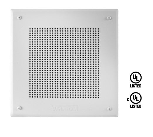 Valcom VIP-428A-V4 | IP Square Wall or Ceiling Speaker, Square Hole Pattern, One-Way/ Talkback Programmable