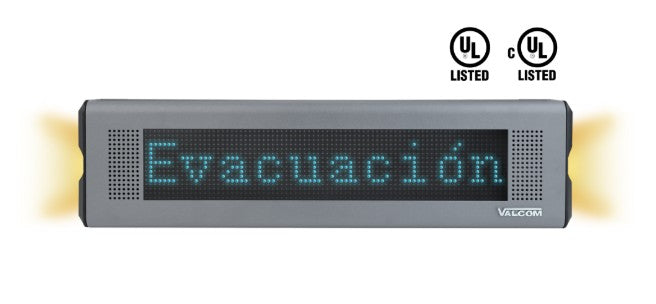 Valcom VL520M-F-FC | IP Text Sign with Speaker and Flashers, 7-Color, 20-Inch Wide, Metallic
