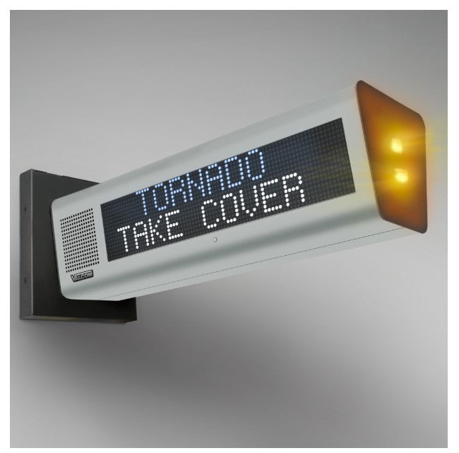 Valcom VL522M-F-FC | IP Text Sign with Speaker and Flashers, 7-Color, Double-Sided, 20-Inch Wide, Metallic