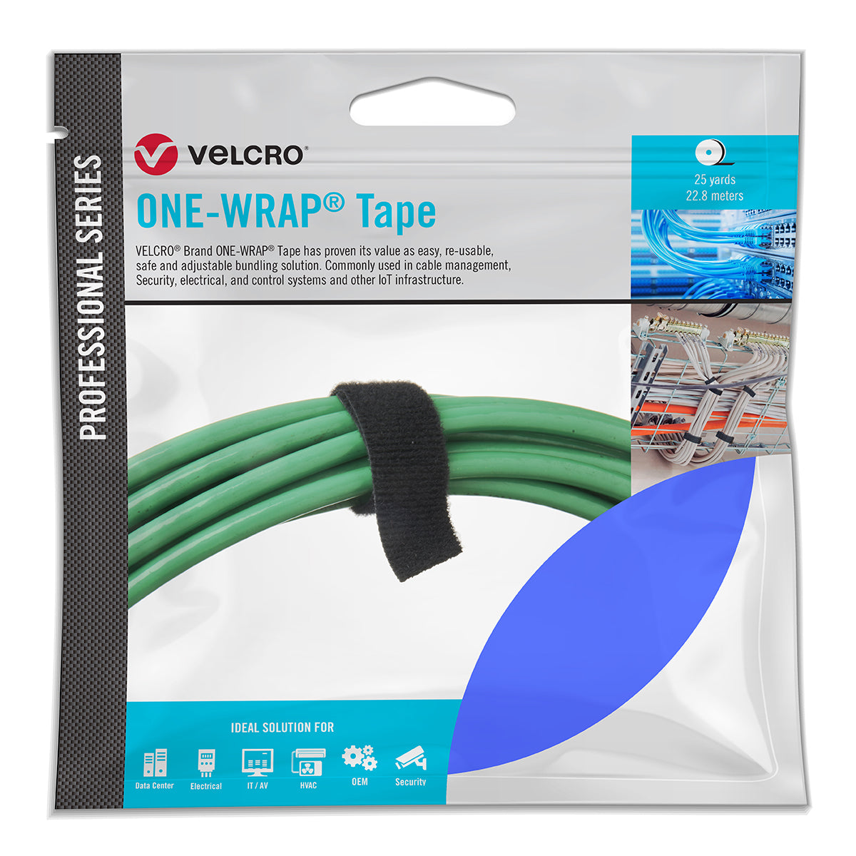 Velcro Companies 31056 | Tape, 25 yd. L, 1 inch W, Polyamide Backing, Royal Blue, 65 F Min, 75 F Max