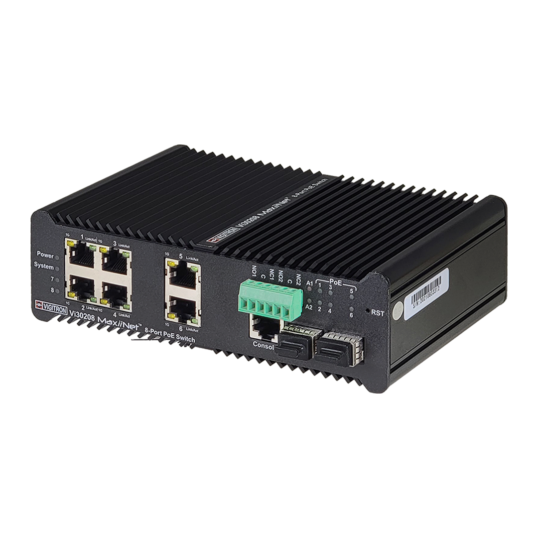 Vigitron VI30208 | Managed Hardened 4+2+2-Port, L2+, 90W Poe, 1G Industrial Ring Switch