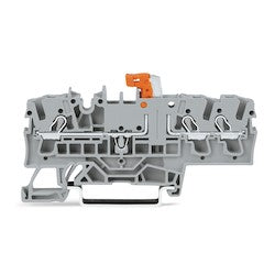 Wago Corporation 2002-1771 | Knife Disconnect Terminal Block, 3-Conductor, 5.2 mm Wide, Gray