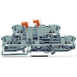 Wago Corporation 2002-2951 | Double-Disc Terminal Block, 2-Conductor, 2 Knife Discs (L/L), 5.2 mm Wide, Gray