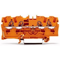 Wago Corporation 2004-1402 | 4-Conductor Through Terminal Block, 20–10 AWG, Push-in, Ex II, Orange